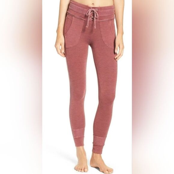 Free People Movement BODHI Lace-Up Legging Terracotta Pink Yoga, Loungewear | L - Picture 1 of 10